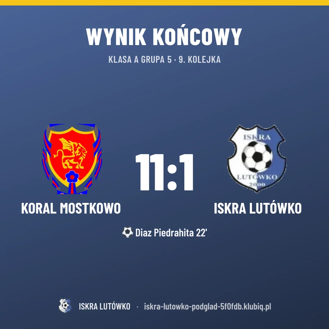 KORAL Mostkowo 11:1 Iskra Lutówko