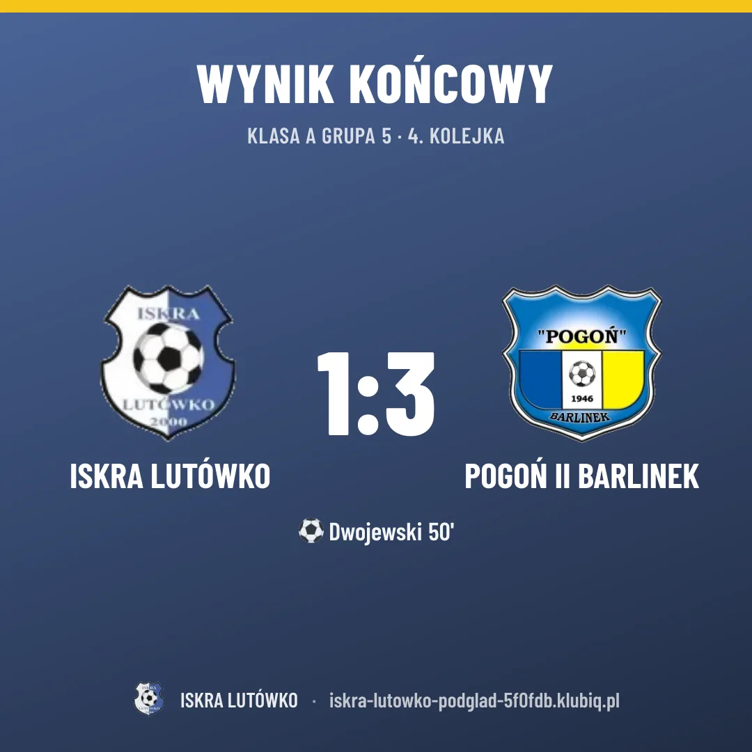 Iskra Lutówko 1:3 POGOŃ II BARLINEK